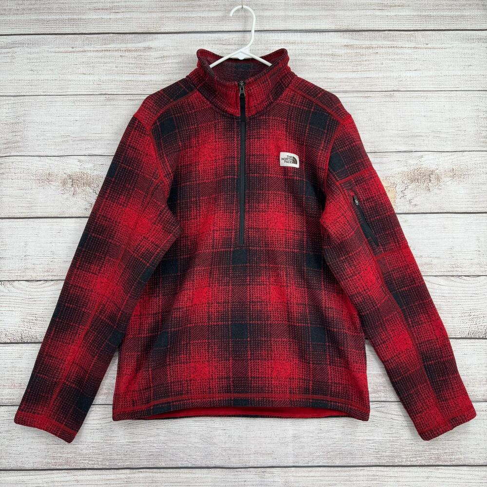 The North Face Gordon Lyons Novelty 1/4 Zip Pullover Mens Medium Red Black